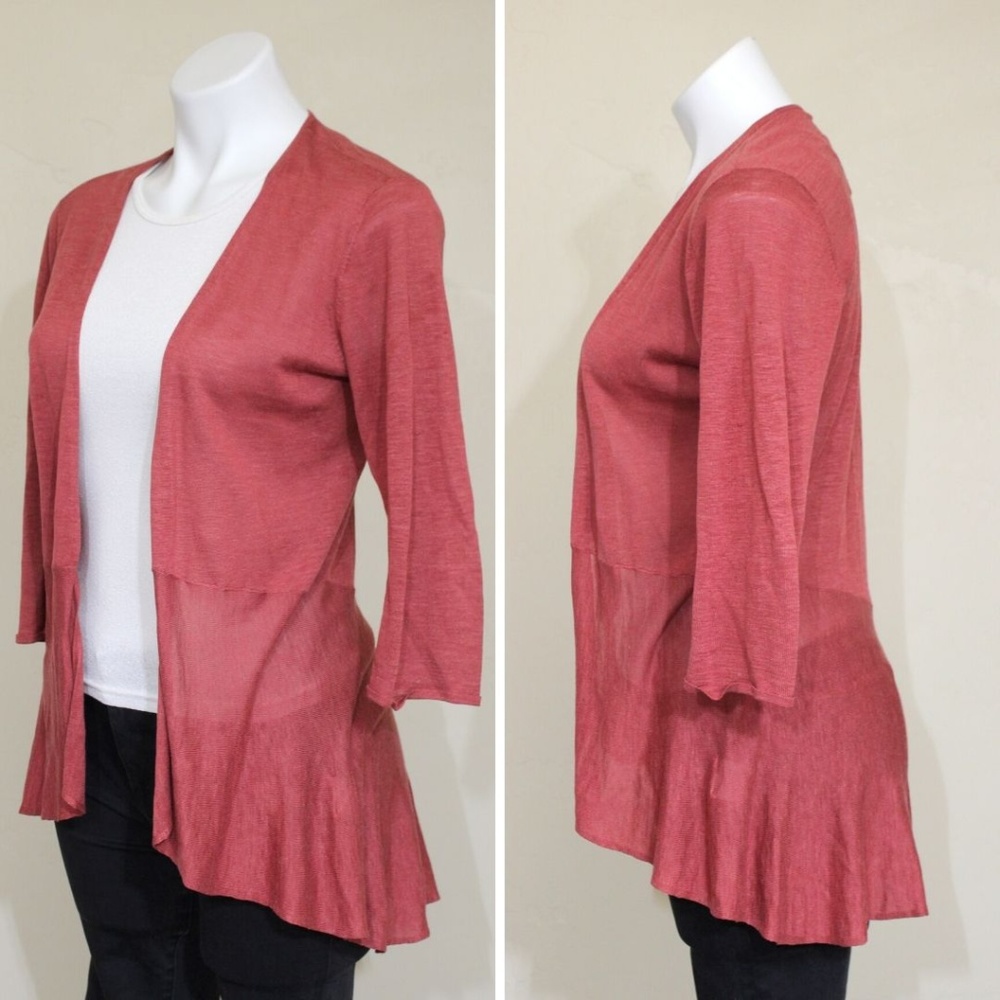 Eileen Fisher Silk Linen Open Front Knit Cardigan - Picture 2 of 8